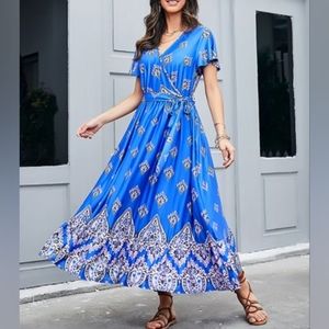 NWT Blue Paisley Maxi Dress, size Small